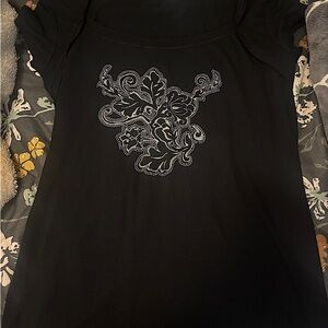 cute black shirt with gem design on front